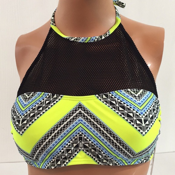 Gianni Bini Other - NWT Gianni Bini High Neck Mesh Bikini Top Sz M